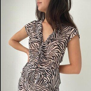 Victoria's Secret zebra print blouse with ruffles